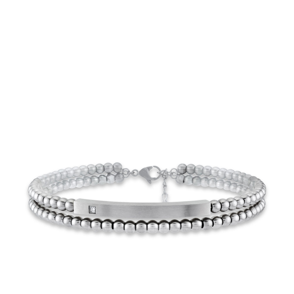 0,03 Carat Diamond Steel Men's Bracelet