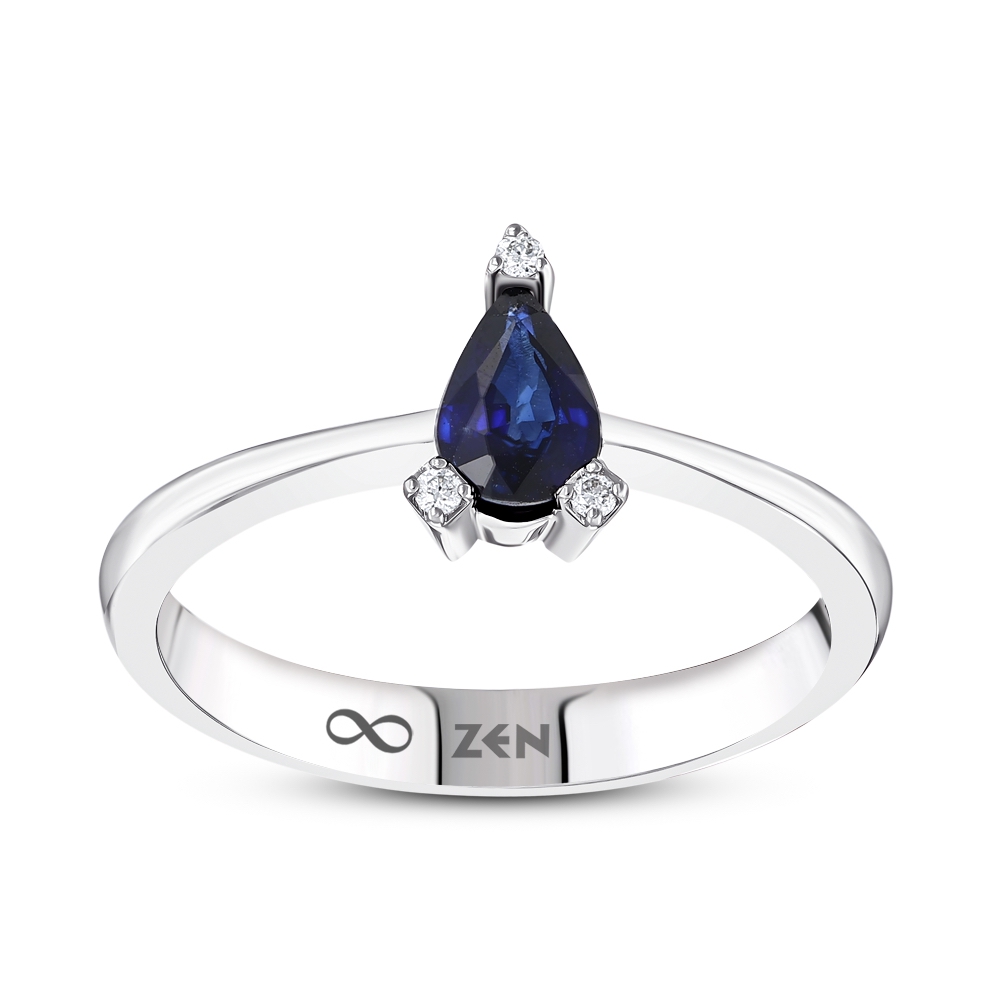0,42 Carat Diamond Sapphire Ring